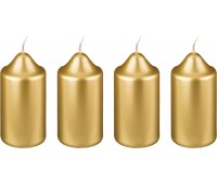 Набор свечей из 4 шт. 10*5 см. золотой металлик (кор=6 наб.)