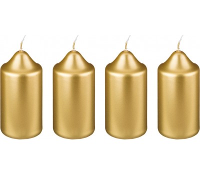 Набор свечей из 4 шт. 10*5 см. золотой металлик (кор=6 наб.)