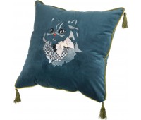 Декоративная подушка «кот» 45х45 см., бирюза , вышивка, 100%пэ
