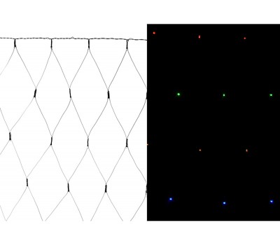 Электрогирлянда со светодиодами-сеть  90х140 см  220в  88 led   цвет мульти, контроллер (кор=96шт.)