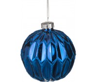 Декоративное изделие шар стеклянный диаметр=8 см. высота=9 см. цвет: синий (кор=96шт.)