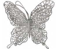 Изделие декоративное «бабочка» на клипсе. длина=14см. серебро (кор=400шт.)