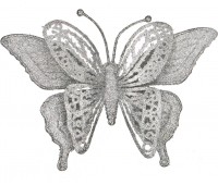 Изделие декоративное «бабочка» на клипсе. длина=17см. серебро (мал=100шт./кор=400шт.)
