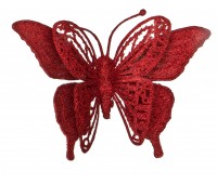 Изделие декоративное «бабочка» на клипсе. длина=17см. красный (кор=400шт.)