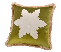 Декоративная подушка 46*46 см, «снежинка» п/э 100%, зеленая