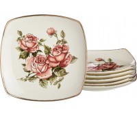 Набор тарелок «корейская роза» из 6 шт. 22*22 см (кор=8наб.)