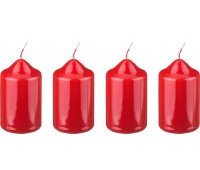 Набор свечей из 4 шт. 8*4 см. красный лакированный (кор=6 наб.)