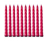 Набор свечей из 10 шт. лакированный красный высота=23 см.