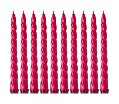 Набор свечей из 10 шт. лакированный красный высота=23 см.