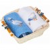 Комплект полотенец из 2-х шт 50х30 в корзине «гуси»,х/б 100%,вышивка/махра, белый+синий