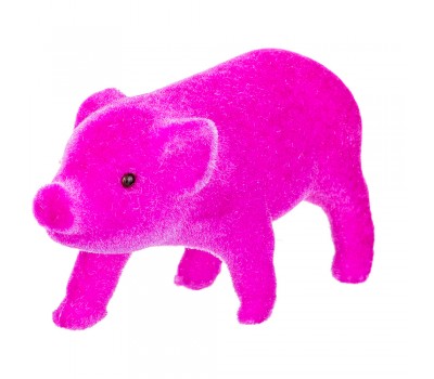 Фигурка декоративная  «бархатная свинка» 9*3 см цвет:фуксия высота=5 см (мал-72 шт./кор=432 шт.)