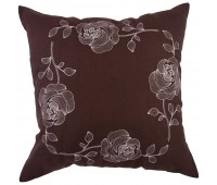 Декоративная подушка 45*45 см« розы », вышивка,лен коричневый