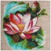 Подушка декоративная «акварель,лотос»,45х45см,серый+розовый,100% лён, вышивка