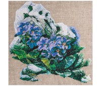 Подушка декоративная «акварель,эдельвейс»,45х45см,серый+синий,100% лён, вышивка