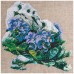 Подушка декоративная «акварель,эдельвейс»,45х45см,серый+синий,100% лён, вышивка