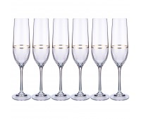 Набор бокалов для шампанского «viola elegance» из 6 шт. 190 мл. высота=24,5 см. (кор=8набор.)
