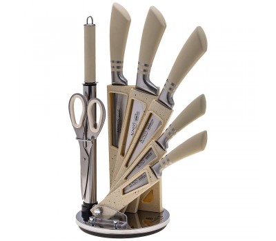 Набор ножей agness с ножницами и мусатом на пластиковой подставке, 8 предметов (кор=6набор.)