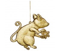 Елочное украшение «мышка» 11*9 см солнечное золото с глиттером без упаковки (мал=24шт./кор=288шт.)