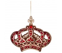 Декоративное изделие «корона» 12*10 см цвет: красный с глиттером без упаковки (мал=24шт./кор=144шт.)
