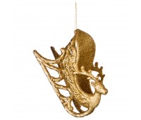 Декоративное изделие «сани» 13*5 см высота=8,5 см цвет:  золото с глиттером без упаковки (мал=12шт./