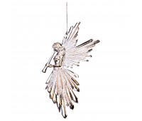 Декоративное изделие «ангел» 17*10 см цвет: серебро с глиттером без упаковки (мал=12шт./кор=144шт.)