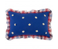Подушка декоративная  «индиго» ,40х60см,100% хлопок,синий+клетка,синтипон