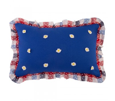 Подушка декоративная  «индиго» ,40х60см,100% хлопок,синий+клетка,синтипон