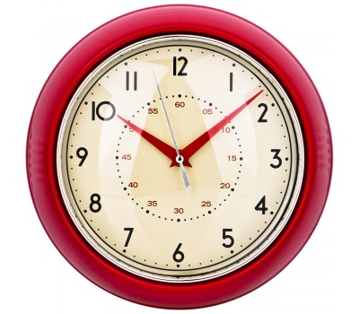 Часы настенные кварцевые «lovely home» диаметр 23 см цвет:красный (кор=6шт.)