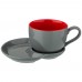 Чайный набор на 1пер.2пр. 160мл серо-красный (кор=36наб.)