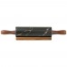 Скалка с деревянными ручками на подставке  коллекция «золотой мрамор» цвет: black 40,6*6,5*6,5 см
