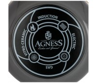 Кастрюля agness эмалированная  с крышкой, серия deluxe, 22x14см, 5,0л, подходит для индукции