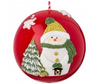 Свеча декоративная шар «счастливый снеговик» диаметр 8 см высота 8 см