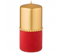 Свеча декоративная столбик высокий  «велюровый шик» red диаметр 7 см высота 15 см
