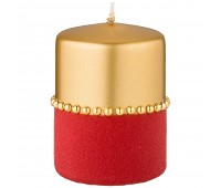 Свеча декоративная столбик «велюровый шик» red диаметр 7,5 см высота 10 см