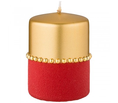Свеча декоративная столбик «велюровый шик» red диаметр 7,5 см высота 10 см