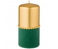 Свеча декоративная столбик высокий  «велюровый шик» green диаметр 7 см высота 15 см