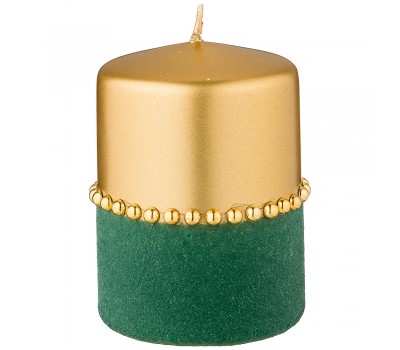 Свеча декоративная столбик «велюровый шик» green диаметр 7,5 см высота 10 см