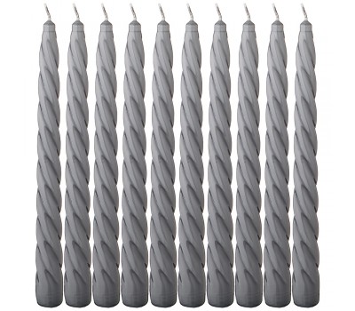 Набор свечей из 10 штук крученые лакированный серый высота 23 см