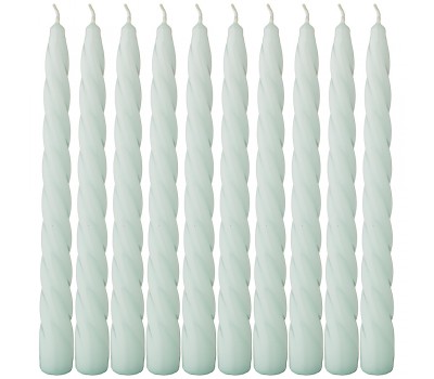 Набор свечей из 10 штук крученые лакированный мятный высота 23 см