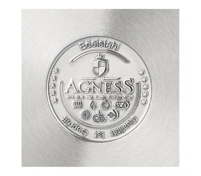 Сотейник agness professional 24x06  2,7 л. высококачественная нерж сталь 18/10  индукционное дно