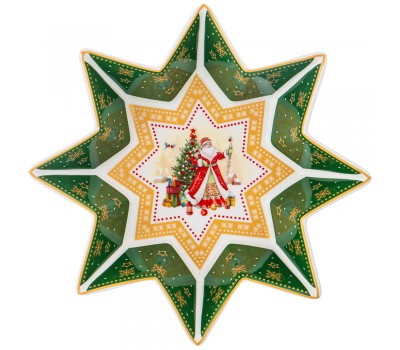 Блюдо-звезда lefard «дед мороз» 17х4 см зеленое (кор=36шт.)