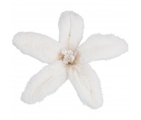 Цветок пуансеттия декоративный  «норка» с клипсой диаметр=23 см цвет:white (мал.уп.=32 шт)