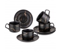 Чайный набор на 4 персоны коллекция «золотой мрамор» объем чашки 250 мл цвет:black