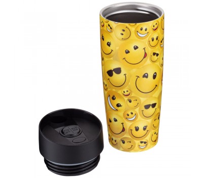 Термокружка agness  с кнопкой-стоппером серия «smile», 380мл колба нерж.сталь