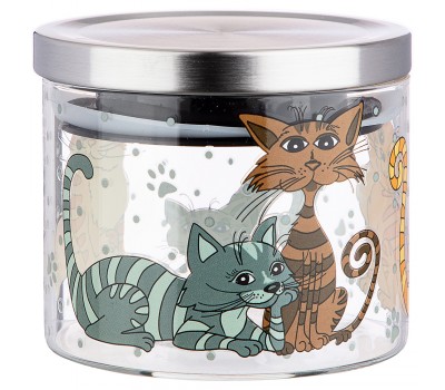 Емкость для сыпучих agness  «озорные коты», 520 мл боросиликатное стекло